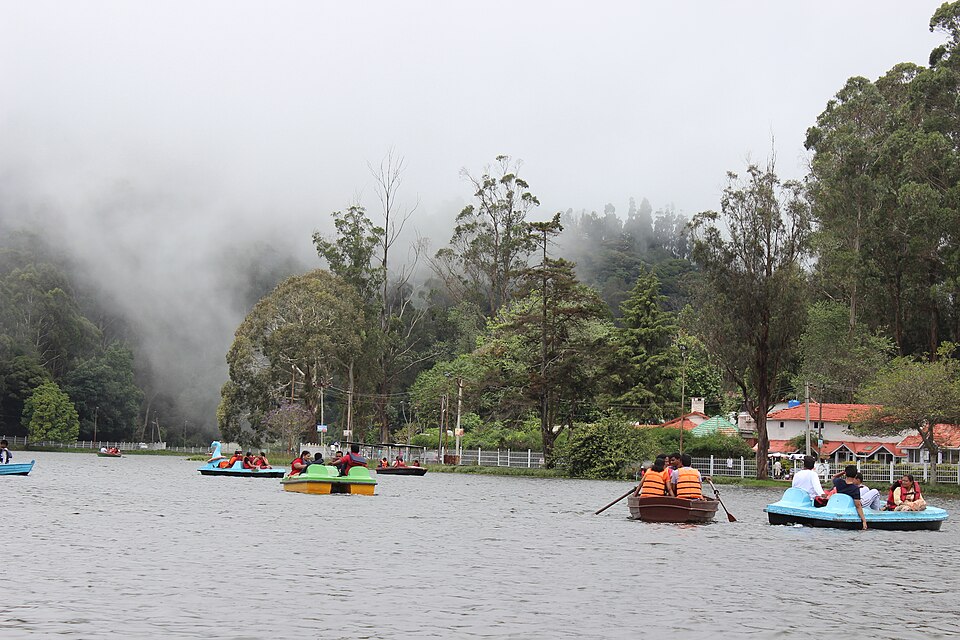 Boating in lake with mist view, kodaikanal