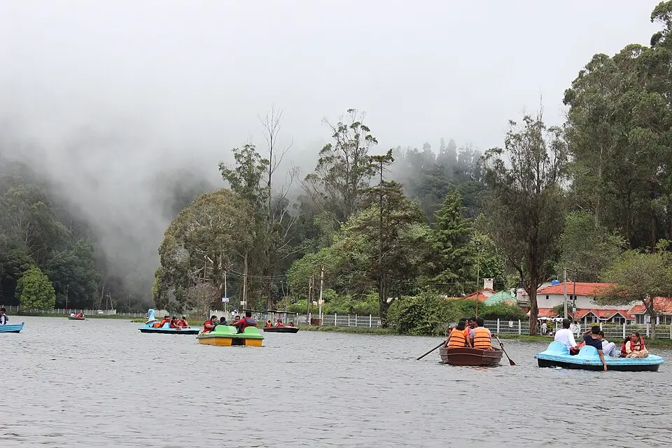 Boating in lake with mist view, kodaikanal