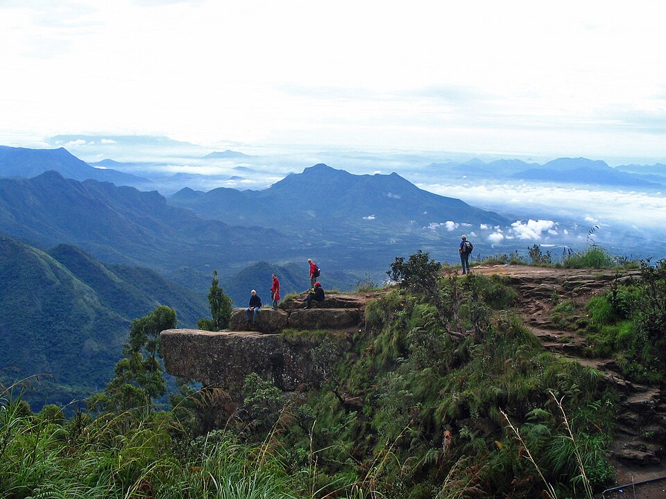 Golden sunrise light over Pambar Valley viewed from Dolphin's Nose, Kodaikanal