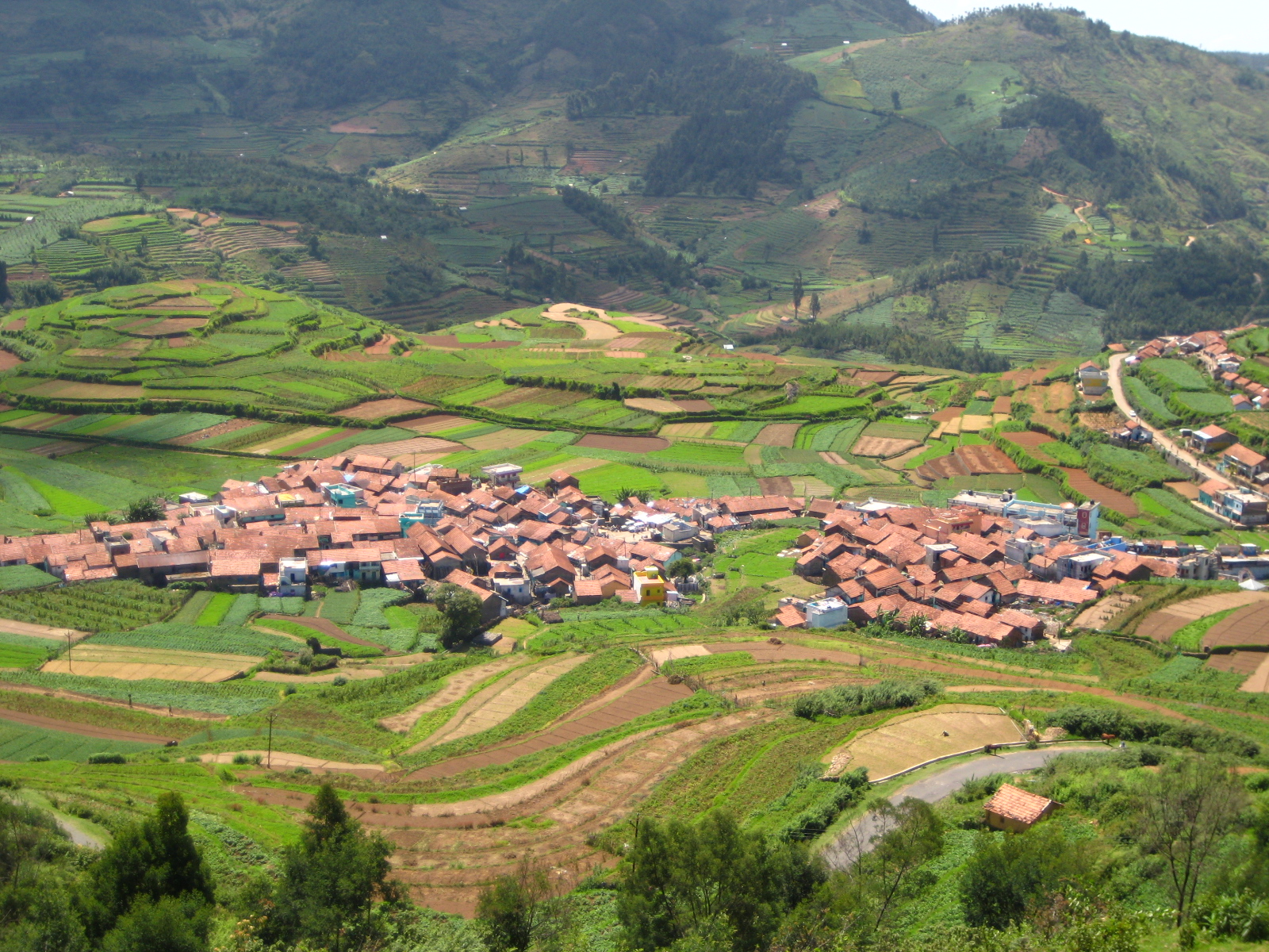 Valley view from Poombarai Village at sunrise, Kookal Road, Kodaikanal